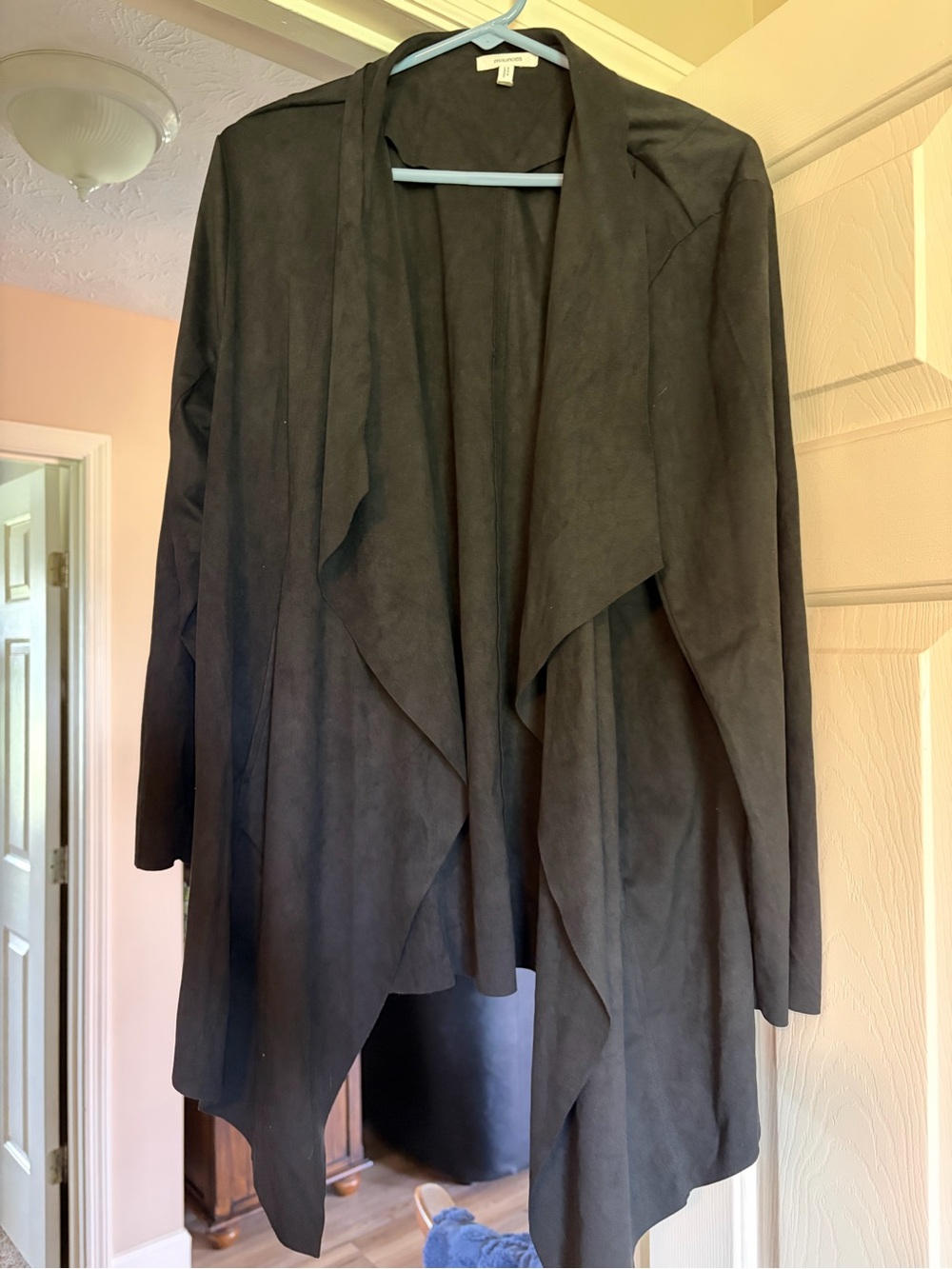 Maurices Black Draped Open-Front Trench Coat